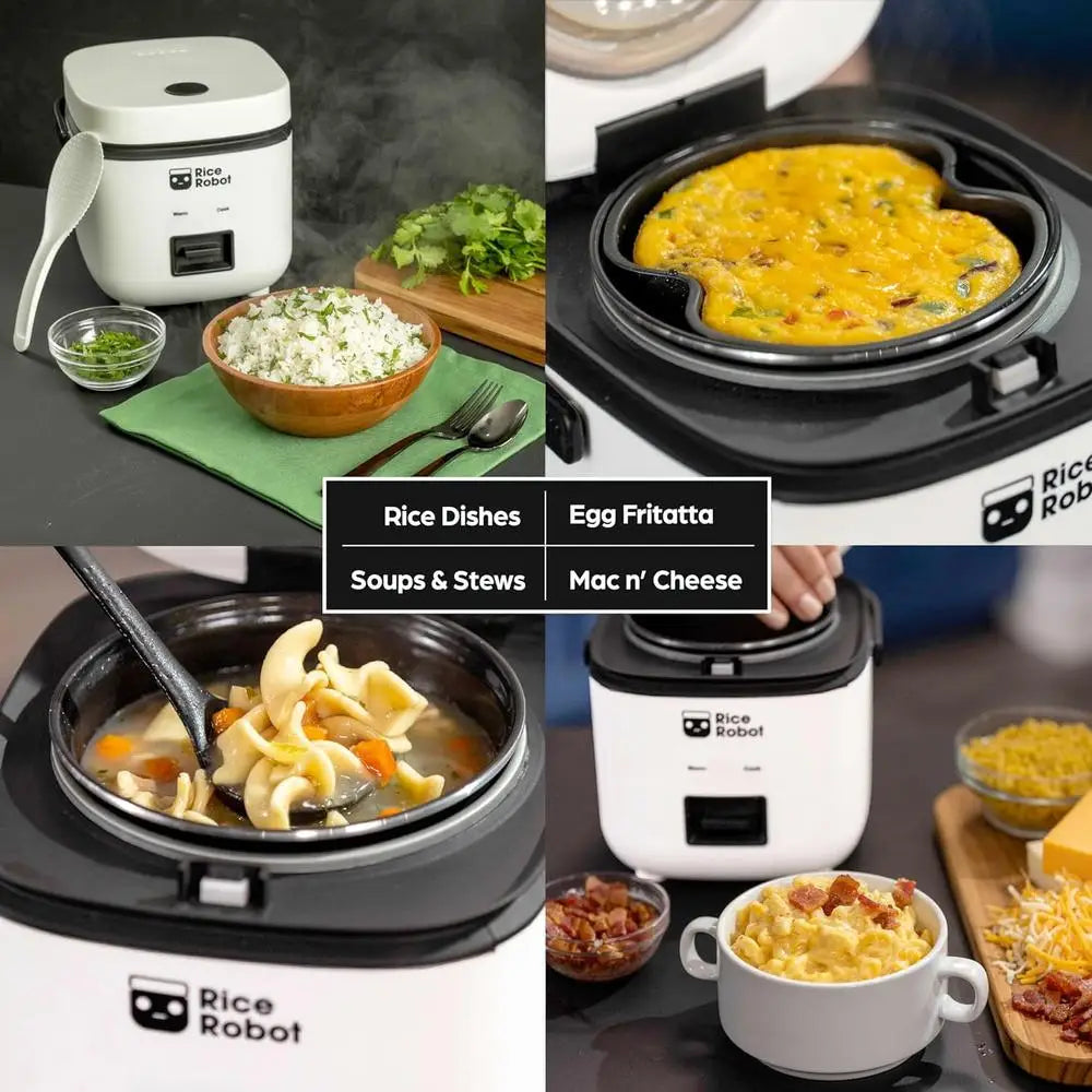 Compact Electric Rice Cooker Steamer 4.5 Cups Nonstick Pot Quart Portable Dishwasher-Safe Automatic Warm Include Recipes