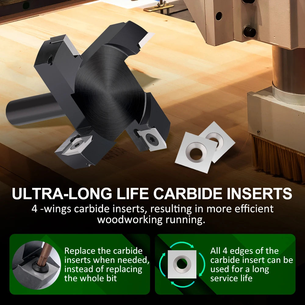 XCAN CNC Spoilboard Surfacing Router Bit 1/2'' Shank  Slab Flattening 3" Cutting Dia. 4-Flutes Wood Planer Bit  Insert Carbide