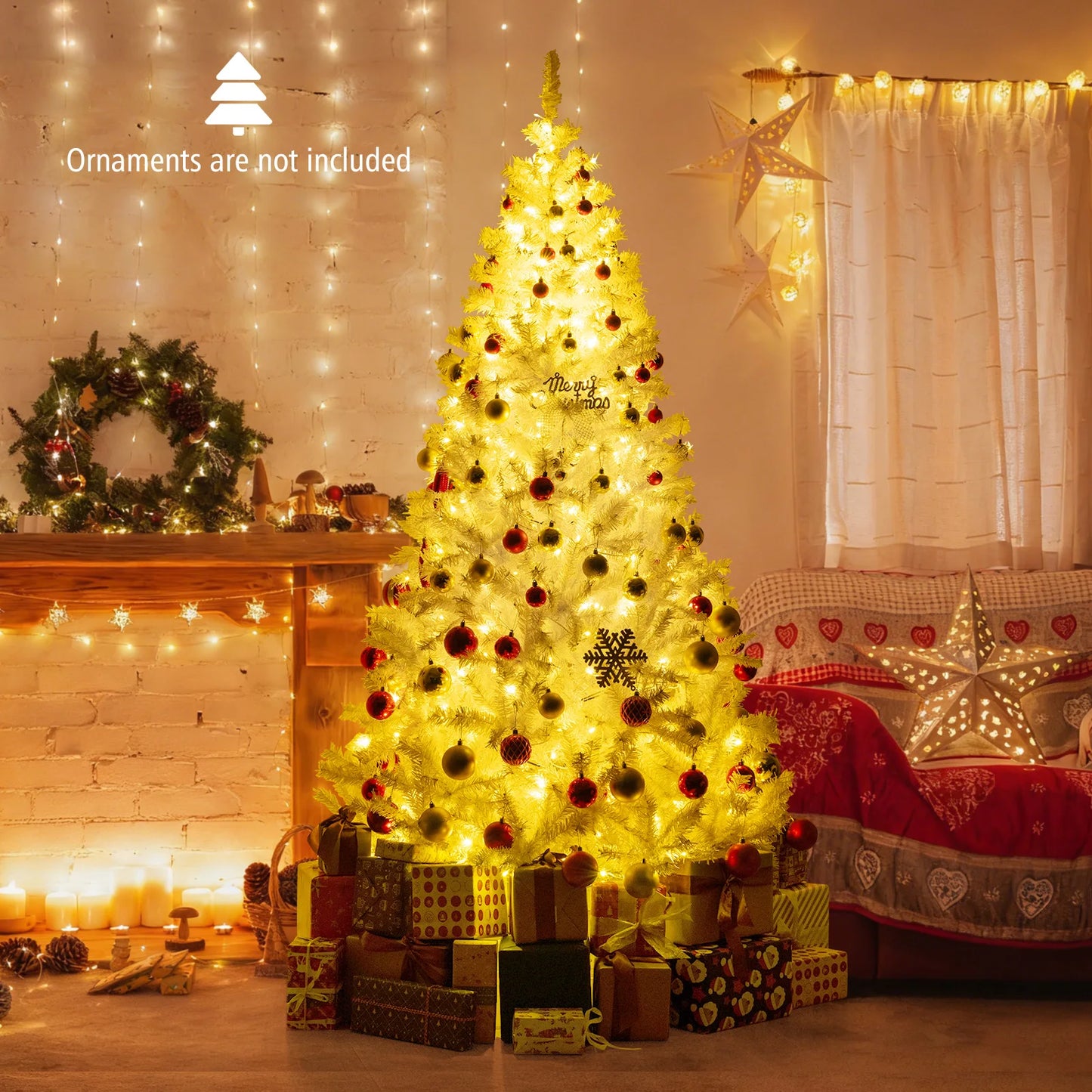 6FT–7.5FT Pre-Lit Artificial Christmas Tree  Color Changing LED Holiday Tree with Hinged Branches