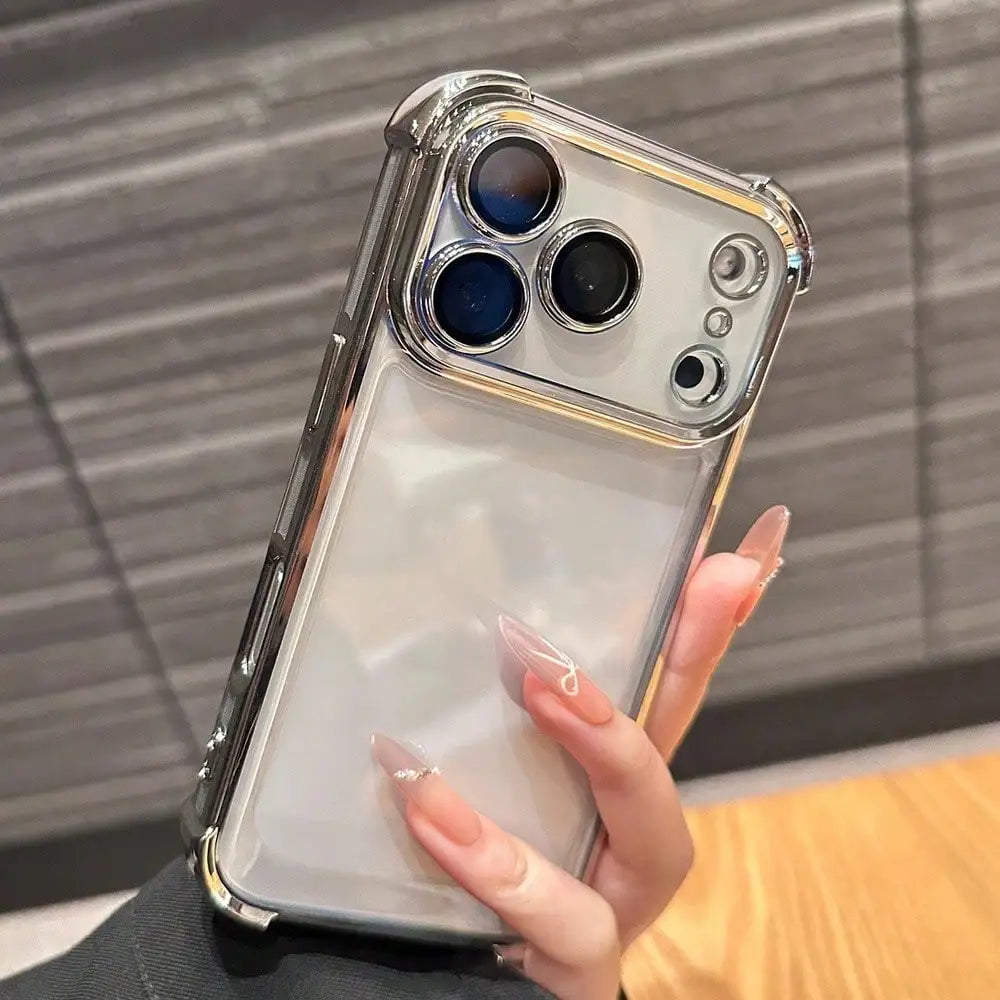Luxury Cushioned Shockproof Plated Transparent Phone Case For iPhone Samsung