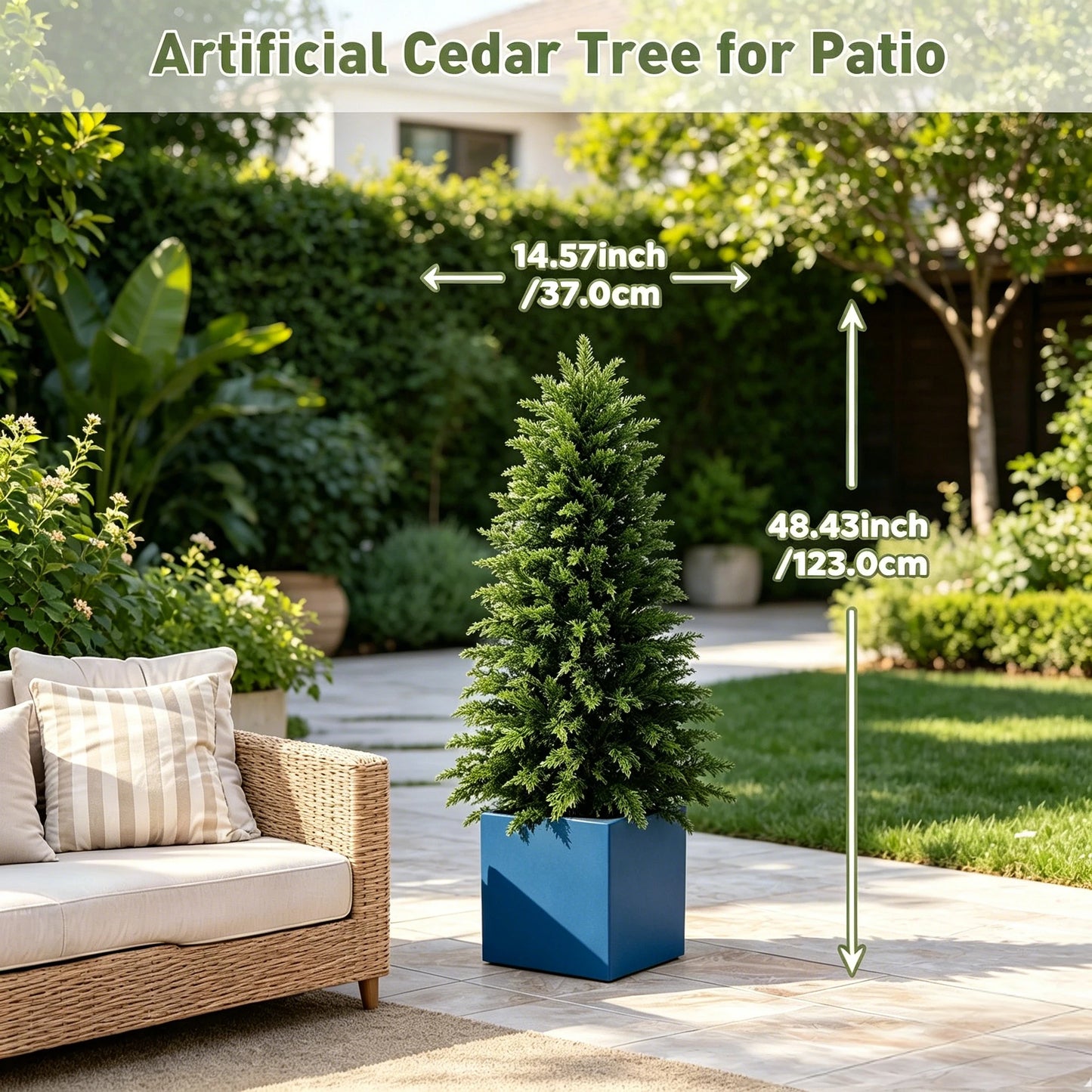 Artificial Cedar Topiary Trees – UV-Resistant Faux Outdoor Porch Trees in Planters for Front Door, Patio & Garden Décor (2–6 FT)