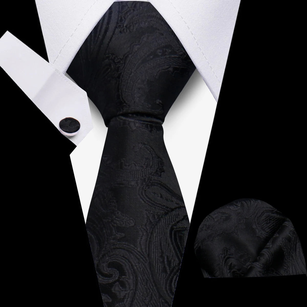 Tie Men Business Necktie Set Classic Plaid Cufflinks Handkerchief For Suit Wedding High Quality 3pcs Ties Sets Formal Gravata