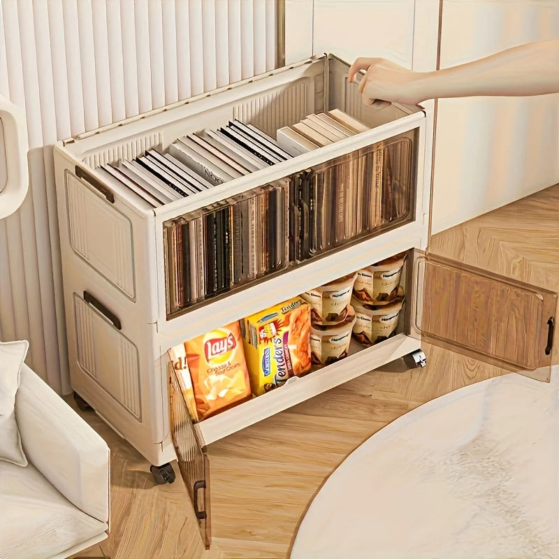 3/4-Tier Foldable Cabinet, Plastic Bins, Portable Wardrobe Organizer, Rolling Stackable Drawers. For Bedroom, Living Rm, Office,