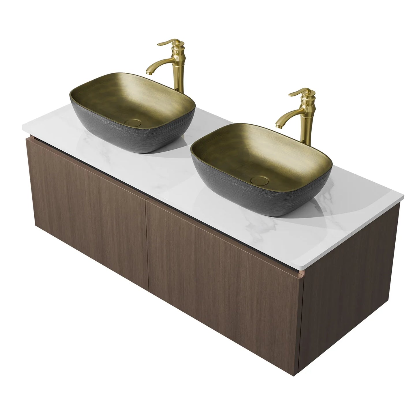 Floating Vanity Bathroom with Sink Combo, Wall Mounted Modern Vanity, Bathroom Cabinet Vanity with Sink Ceramic Basin Faucet