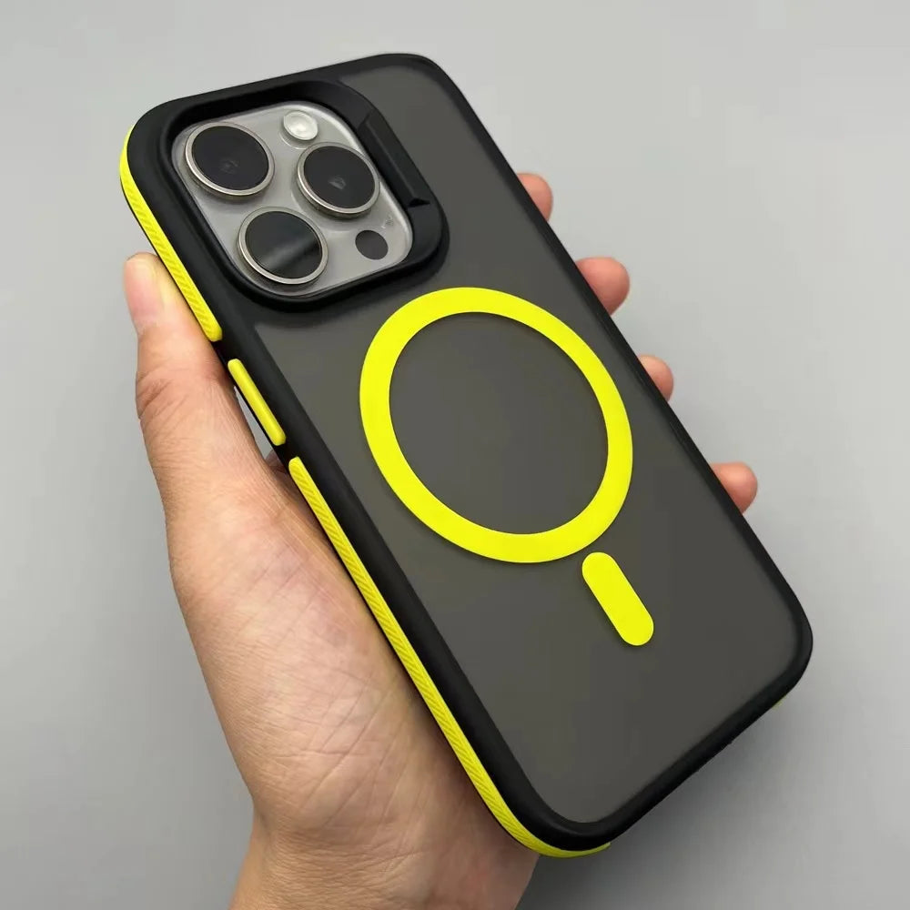 Magnetic Luxury Matte Translucent Armor Shockproof Phone Case For iPhone Samsung