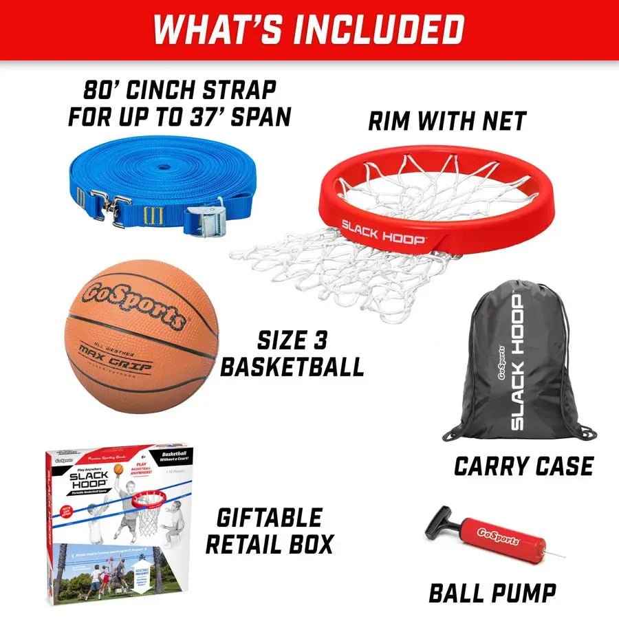 Slack Hoop Portable Basketball Game for Kids amp Teens Adjustable Height Outdoor Lawn, Beach, amp Yard Game Basketball Without a