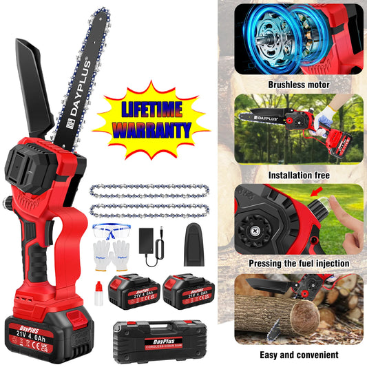 Brushless Mini Cordless Chainsaw 8 Inch, Handheld Mini Chainsaw Cordless Chainsaw for Wood Cutting,Tree Pruning & Garden
