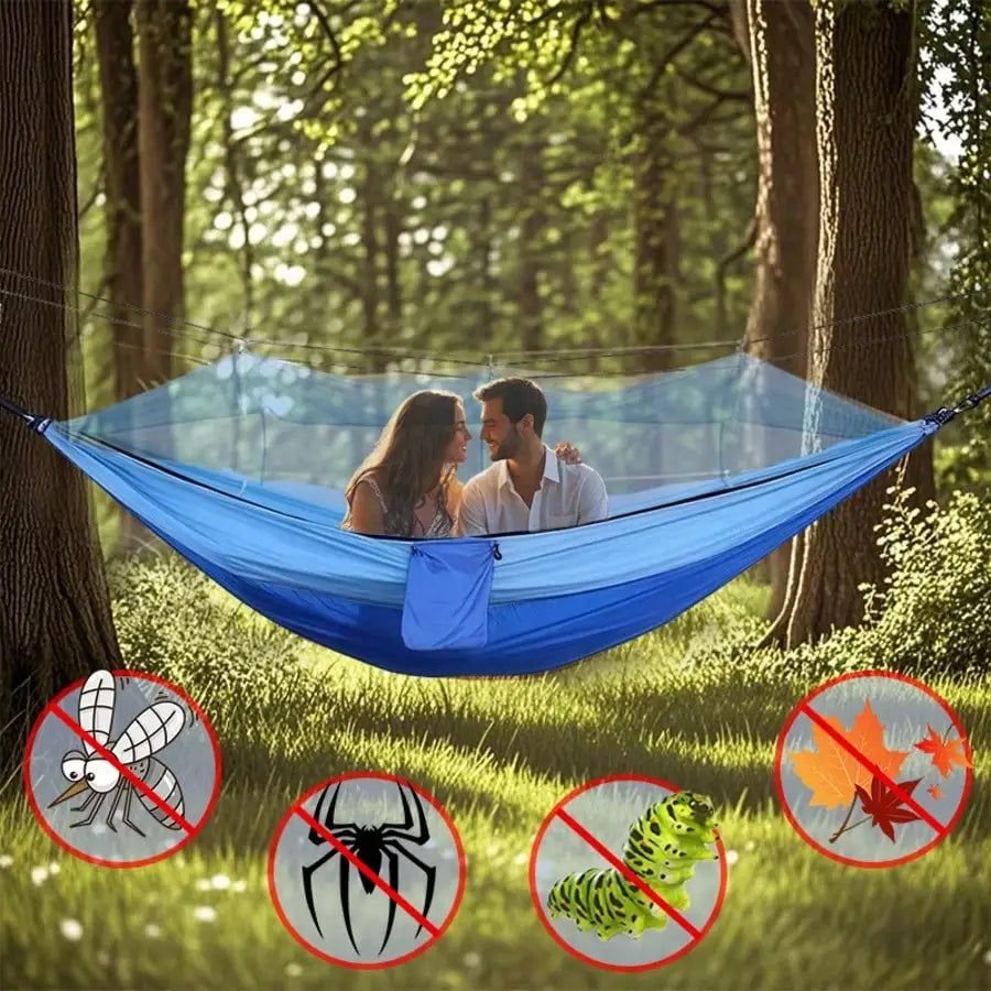 Portable Camping Hammock with Mosquito Net | Lightweight Double Travel Hammock for Hiking, Backpacking & Outdoor Adventures