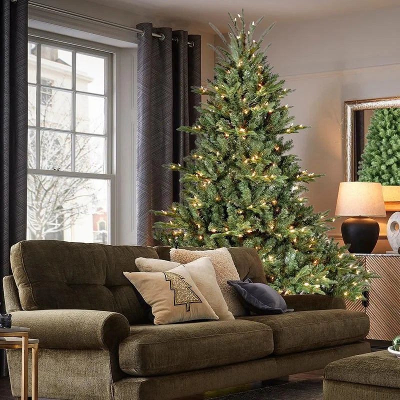 7FT Premium Pre-Lit Christmas Tree with 750 LED Lights, 2,257 PE/PVC Branch Tips & Wide Base
