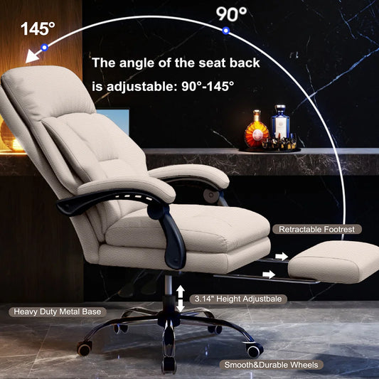 High Back Office Chair Executive Desk Chair with Foot Rest Comfortable Computer Gaming Chairs Swivel Work Chair