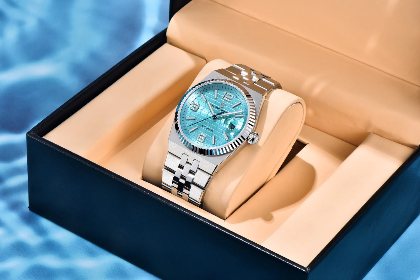 PAGANI DESIGN Men’s Automatic Luxury Watch,  Sapphire Crystal Stainless Steel Waterproof Mechanical Wristwatch with 3D Rhombus Dial