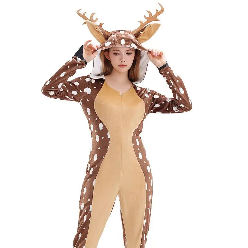 Reindeer Jumpsuit Adult Christmas Costume Onesie Hoodie