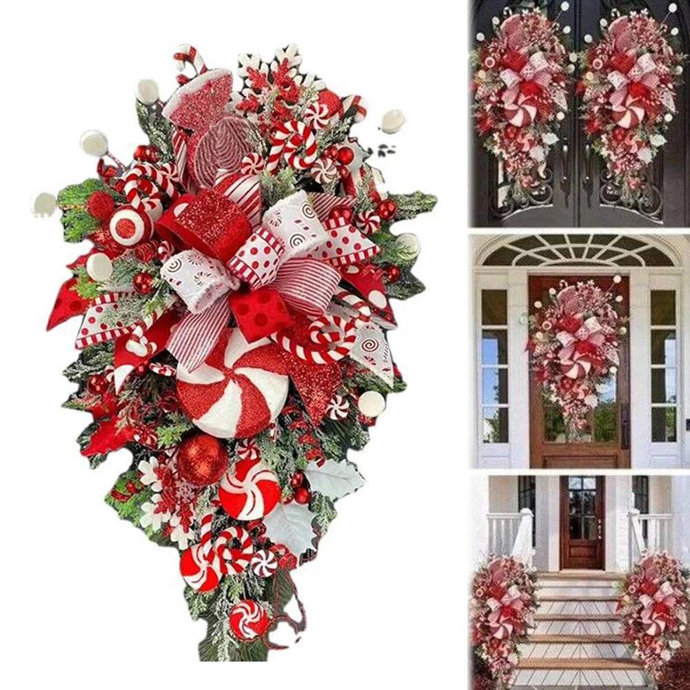 Artificial Xmas Ornament Candy Upside Down Tree Upside Down Artificial Christmas Tree Home Window Door Wall Hanging Decoration