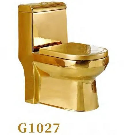 Luxury Gold Electroplated One-Piece Ceramic Toilet . Modern Designer Bathroom Fixture