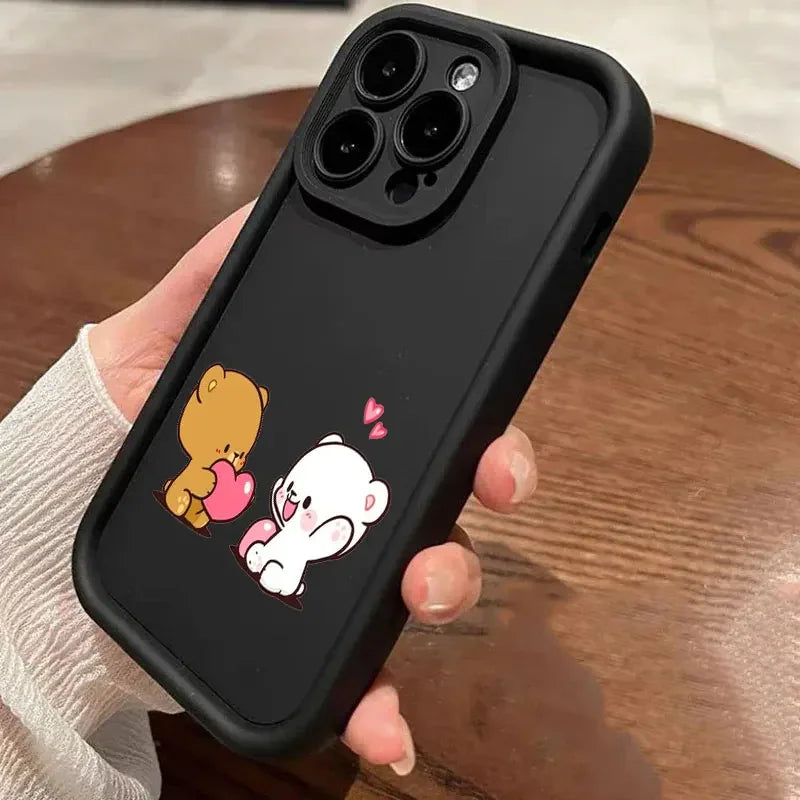 Cute Love Heart Bear iPhone Case .Soft Protective Cartoon Phone Cover (iPhone 11–17 Series)