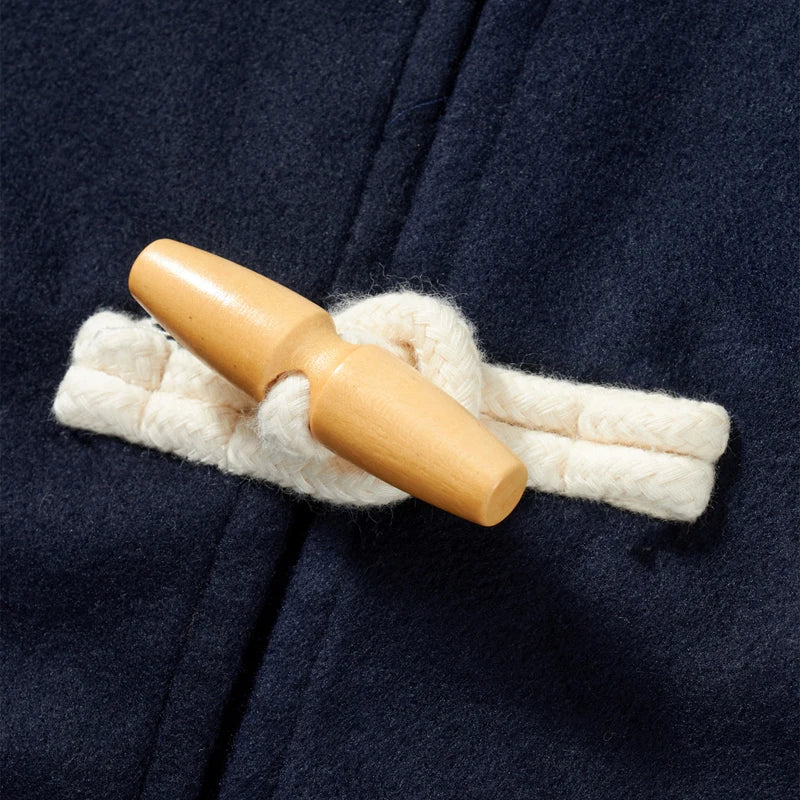 Men s Winter Duffle Coat Loose Fit Classic Wool Blend Long     Sleeve Hood Toggle Outwear