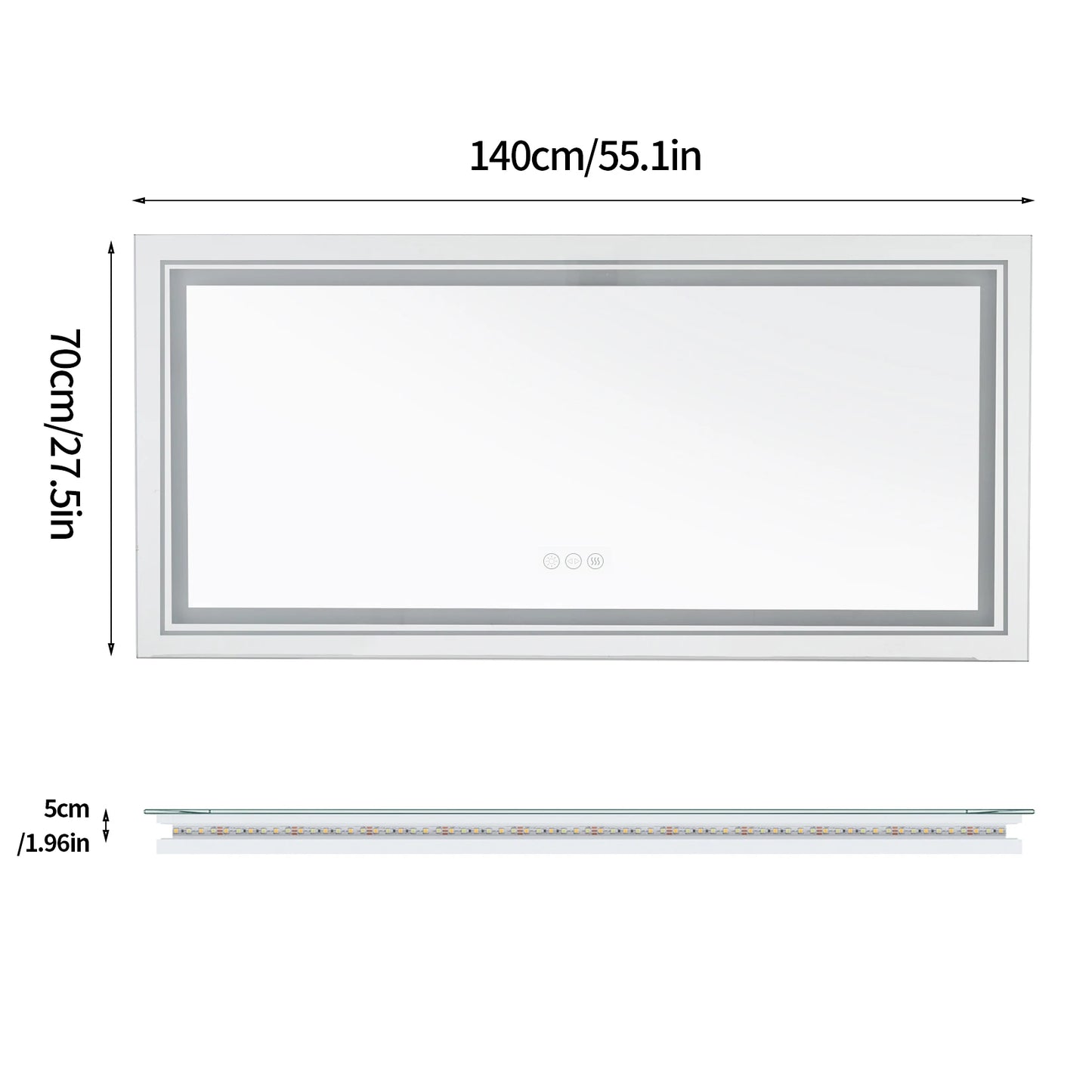 Jumbo Illuminated LED Bathroom Mirror Front Backlit Vanity