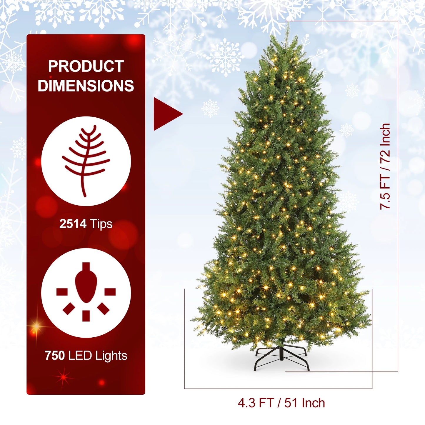 Pre Lit 6ft Artificial Christmas Tree Warm White Lights