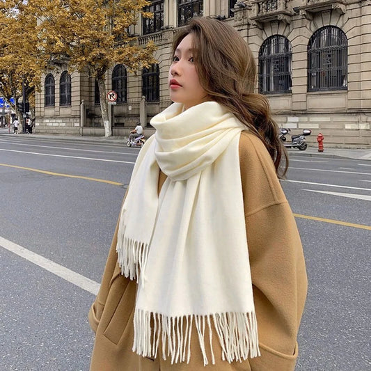 New Women's Winter Scarves Cashmere Scarf Woman Black Ladies Winter Wool Scarf Warm XWJ07