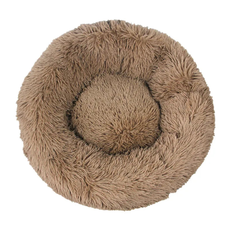 Plush Donut Dog Bed – Soft Calming Round Pet Bed