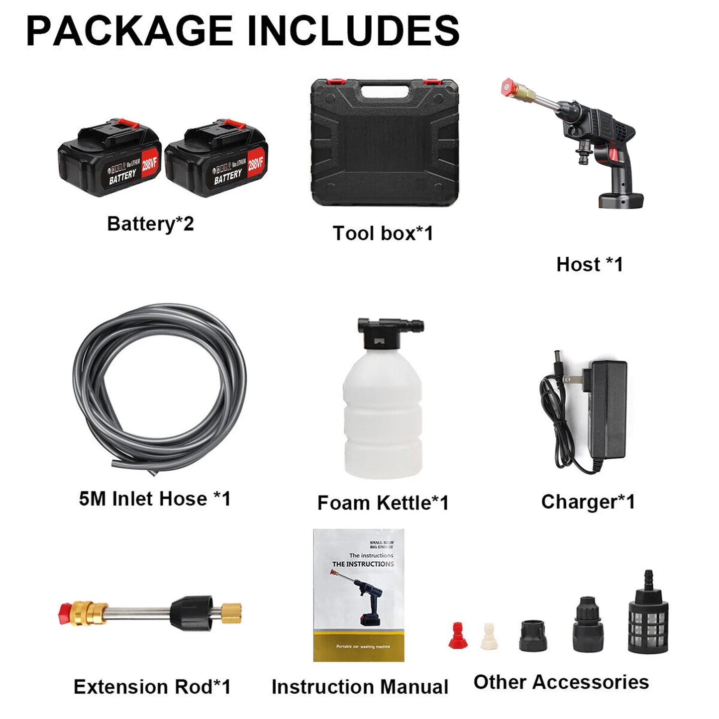 Portable Cordless High Pressure Washer with Rechargeable Battery for Cars, Patios, Driveways & Outdoor Cleaning