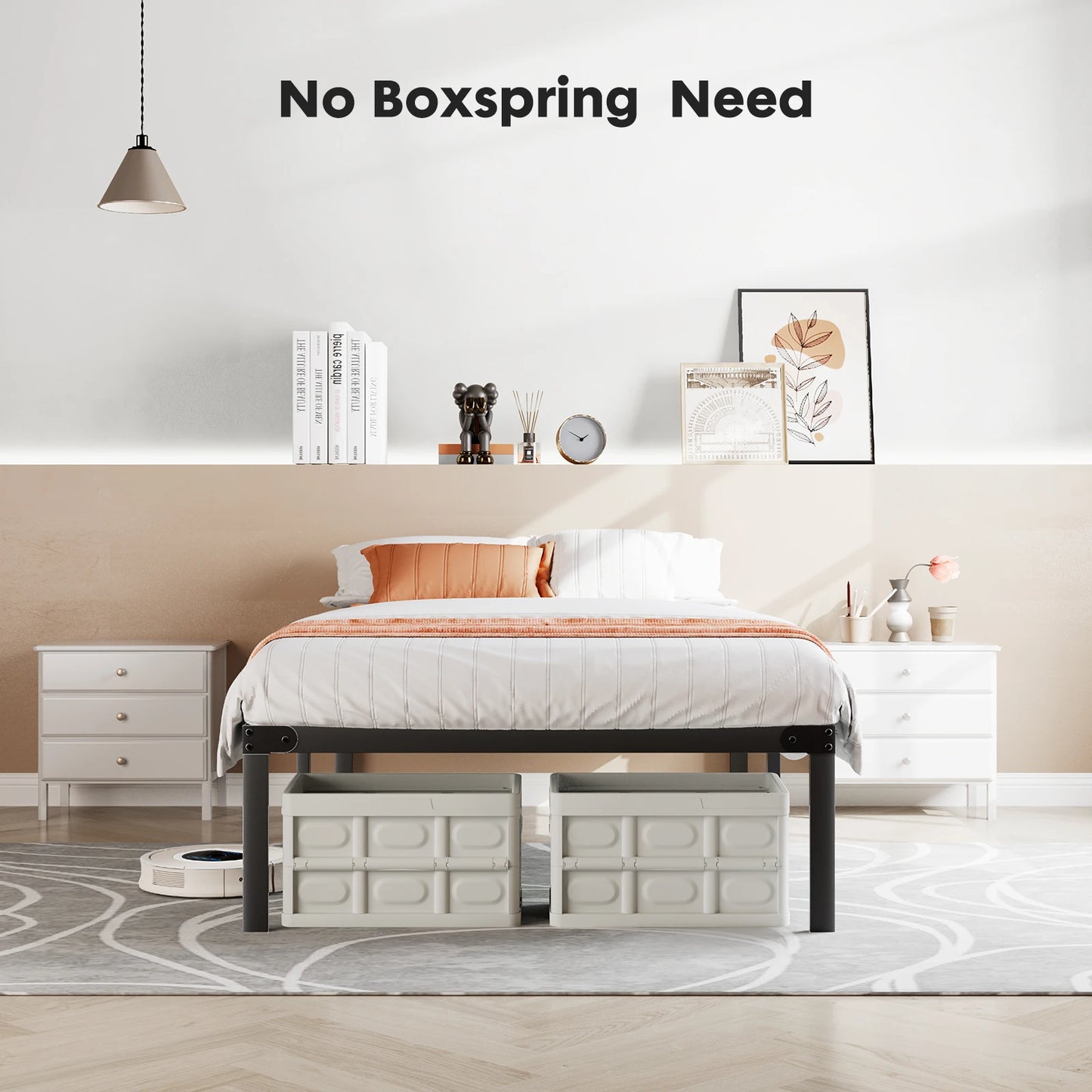 Heavy Duty Metal Platform Bed Frame with Storage Space