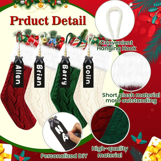 Set Of 4 Personalized Christmas Stockings 18 Inch Green Red