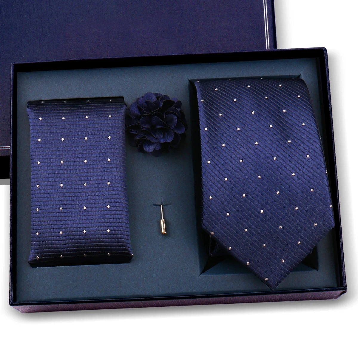 Luxury Men’s Paisley Necktie Gift Set. Silk Tie, Pocket Square, Cufflinks & Gift Box for Weddings & Business