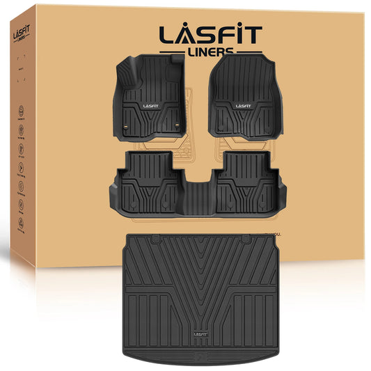 LASFIT Floor Mats & Cargo Mat for Honda CR-V & CR-V Hybrid 2023-2025 (Cargo Mat fit in Upper Position) All Weather Floor Liners