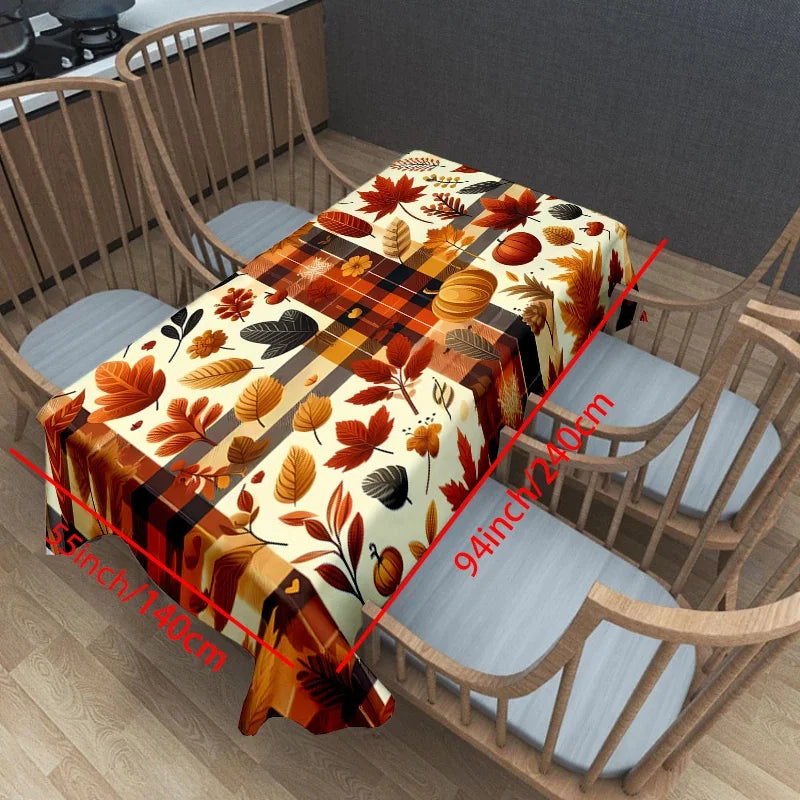 Tablecloth Fall Harvest Pumpkin Maple Leaf Tablecloth Rectangular Polyester Modern Design for Home Decor Festive Arrangements Indoor Outdoor Use Durable Easy Clean Reusable Table Cover Dining Table Kitchen Seasonal Decoration