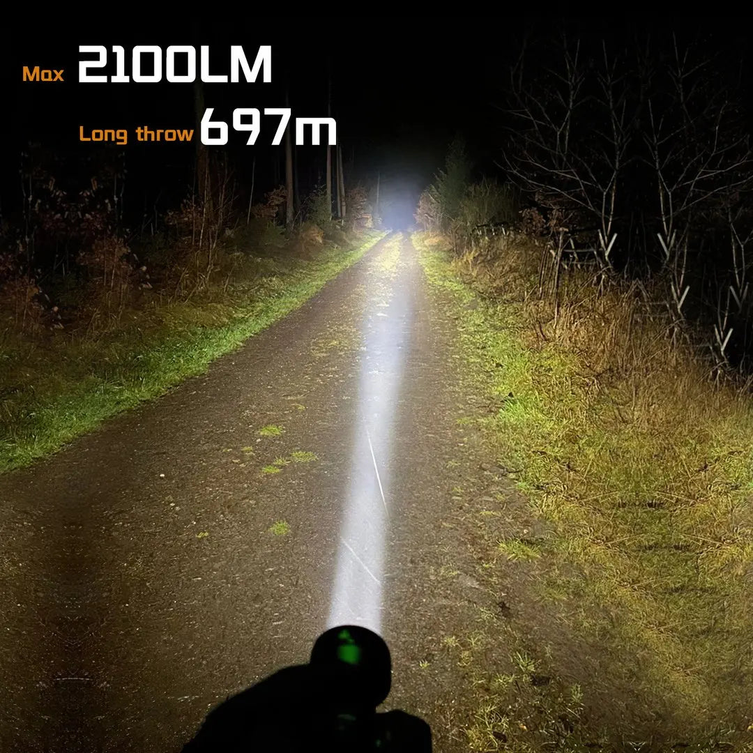 2100-Lumen Rechargeable LED Flashlight – Long Range Waterproof Tactical Light for Camping, Hiking & Emergency Use