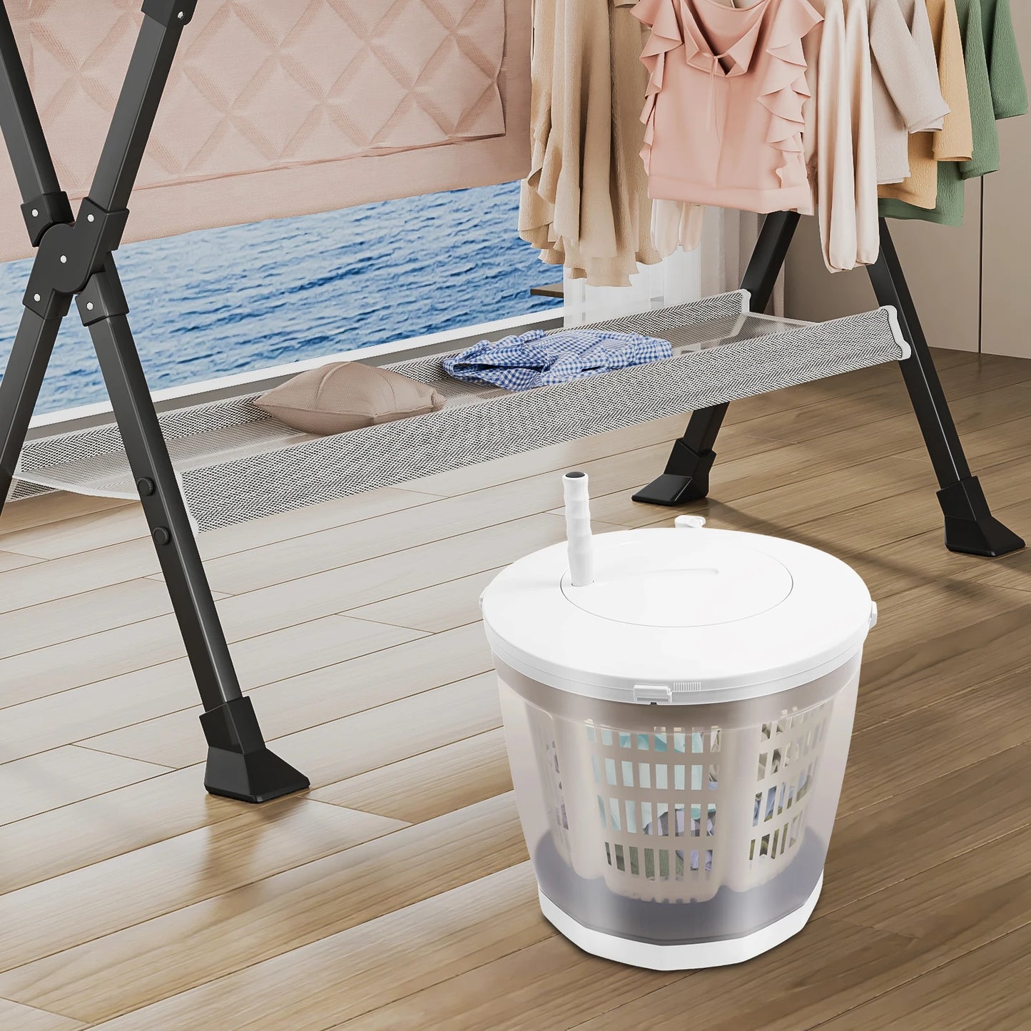 Non-Electric Manual Mini Washing Machine – Portable Hand-Crank Washer & Spin Dryer for Underwear, Socks & Baby Clothes