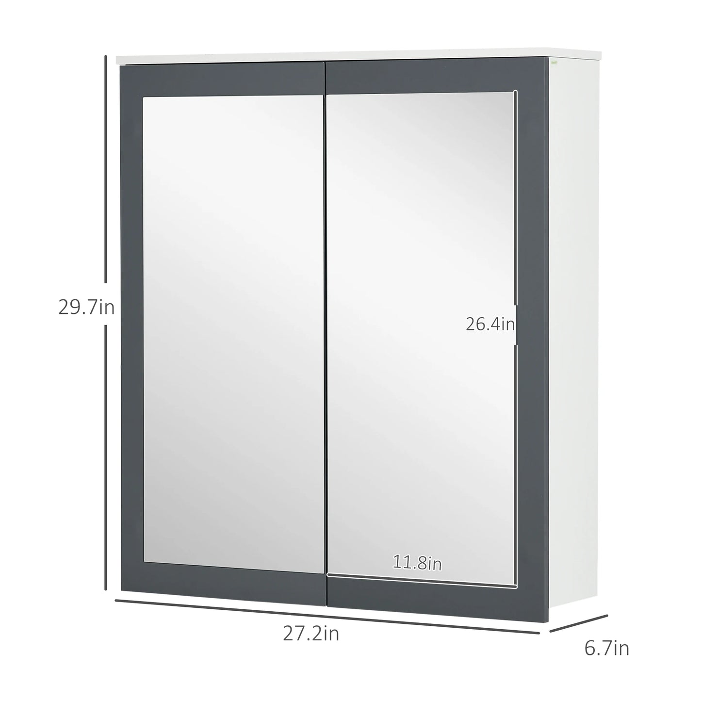 Kleankin Wall Mounted Medicine Cabinet With Mirror 27 By 30