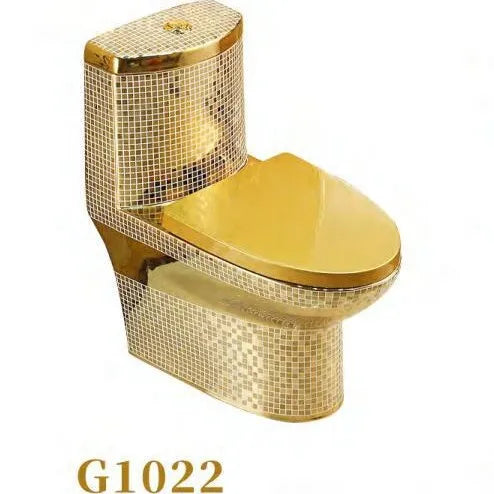 Luxury Gold Electroplated One-Piece Ceramic Toilet . Modern Designer Bathroom Fixture