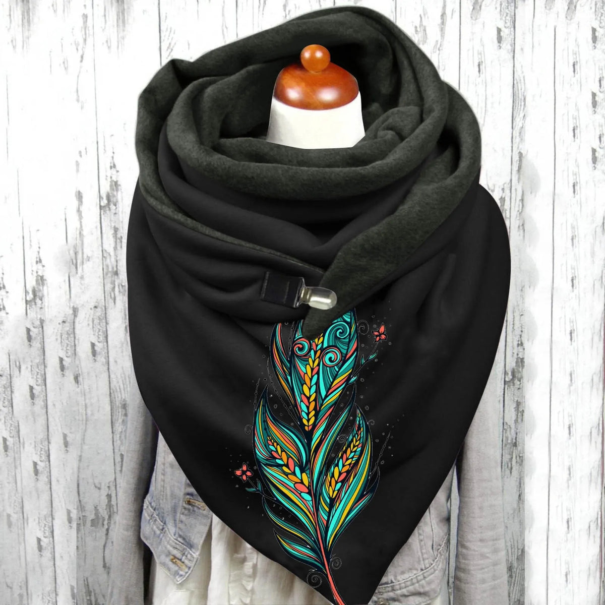 Women’s Embroidered Winter Scarf – Warm Soft Botanical Wrap Shawl