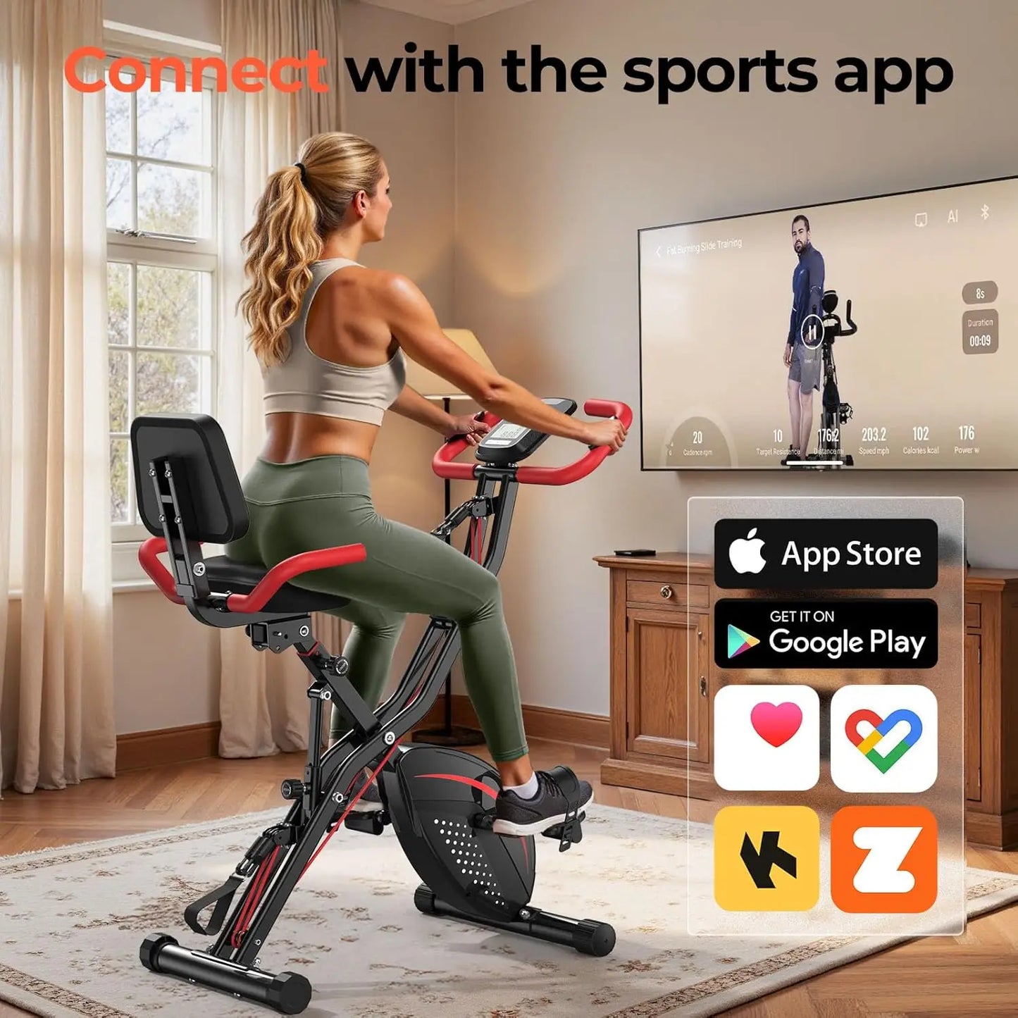 5-in-1 Foldable Exercise Bike with Adjustable Resistance for Home Cardio Workouts