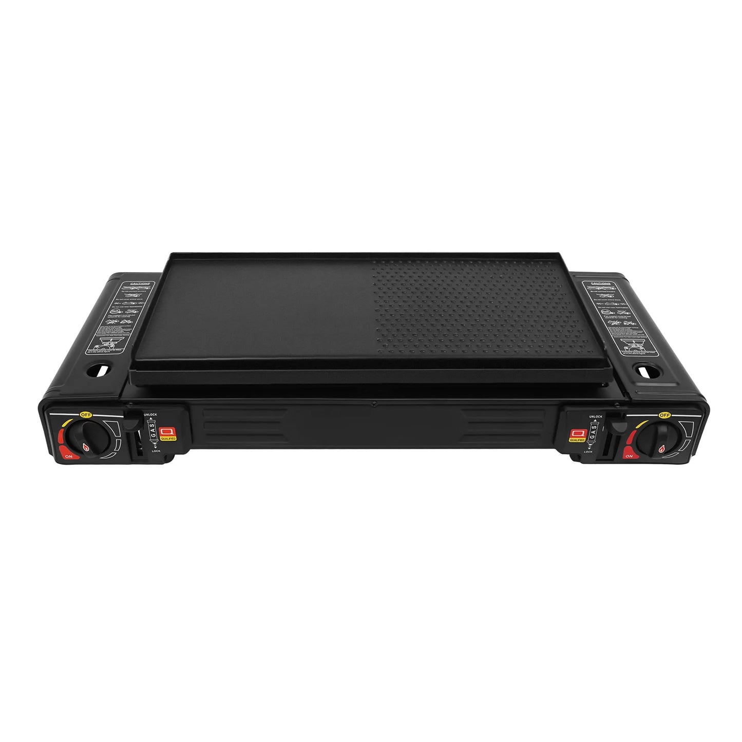 Portable 2-Burner Camping Stove & Grill Combo . 2500W Outdoor Cooking System  Description:
