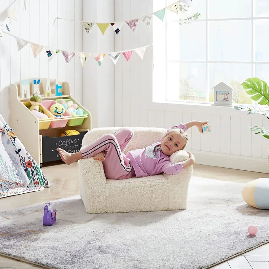 Sherpa Toddler Armchair Sofa .Cozy Plush Kids Lounge Chair for Boys & Girls