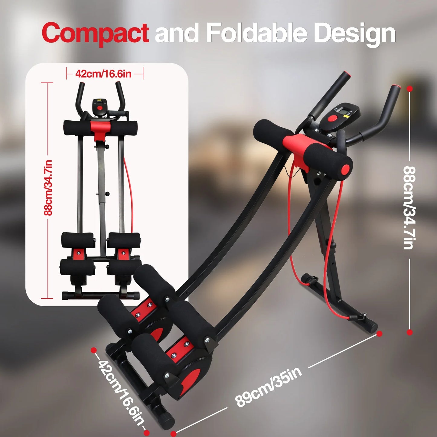 Foldable Abdominal Trainer Machine . Adjustable Core Workout Equipment with 440 lb Capacity