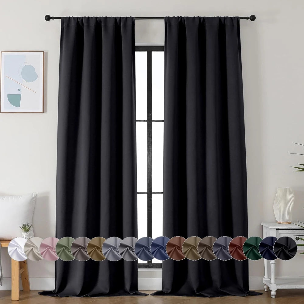 Modern Thermal Blackout Curtains .Elegant Room Darkening Window Panels