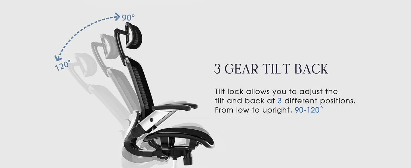 Ergonomic High Back Office Chair with Headrest & Flip Up Arms