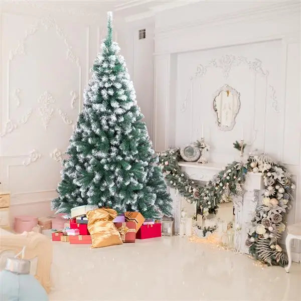 7FT Snow-Flocked Artificial Christmas Tree .870 Branches with Realistic Winter Holiday Design