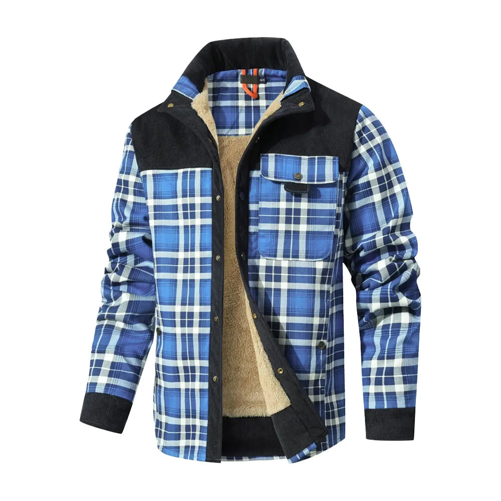 Men’s Sherpa Lined Plaid Bomber Jacket