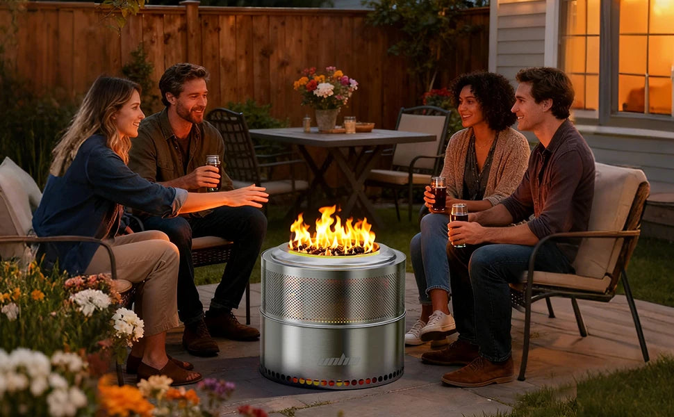 Large Smokeless Stainless Steel Fire Pit – Portable Outdoor Wood Burning Fire Pit with Carry Bag