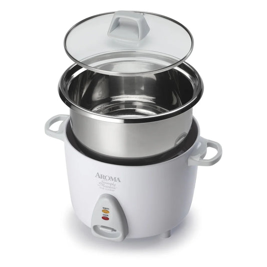 14-Cup Rice Cooker Stainless Steel One-Touch Operation Keep-Warm Feature Easy Clean Dishwasher Safe Includes Measuring Cup