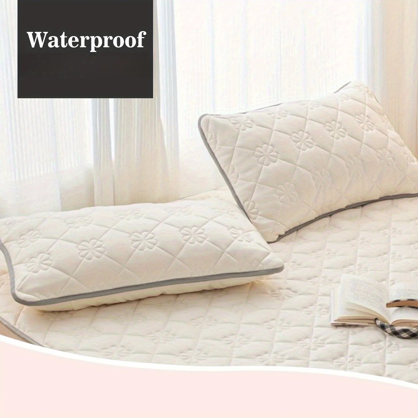 Premium Waterproof Pillowcase Set of 2 Soft Breathable Bed Pillow Protectors