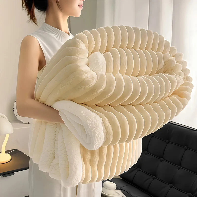Luxury Weighted Sherpa Fleece Blanket . Ultra Soft Faux Rabbit Fur Throw for Bed & Sofa