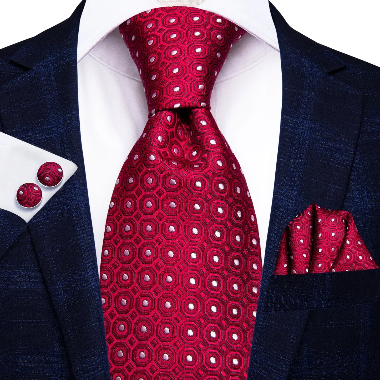 Luxury Burgundy Paisley Men’s Tie Set. Silk Formal Necktie & Pocket Square