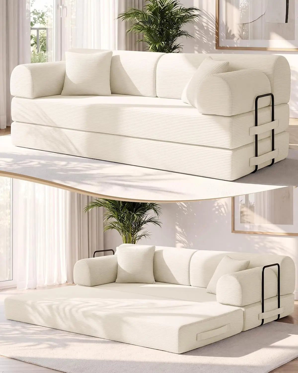 78.8-Inch Convertible Futon Sofa Bed with High Back