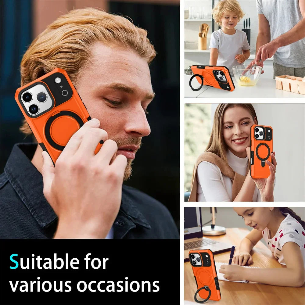 Luxury Anti-Slip Magnetic Stand Phone Case for iPhone 17 16 15 14 13 Pro Max
